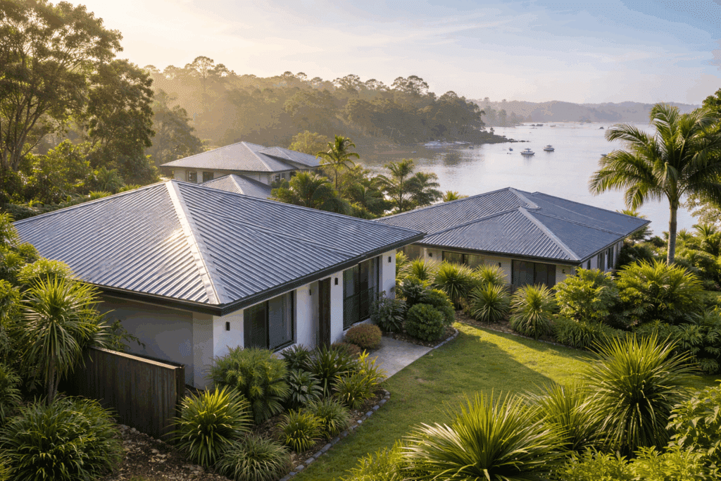 Connects metal roofing to coastal and humid environments, reinforcing longevity and corrosion resistance without showing damage or decay.