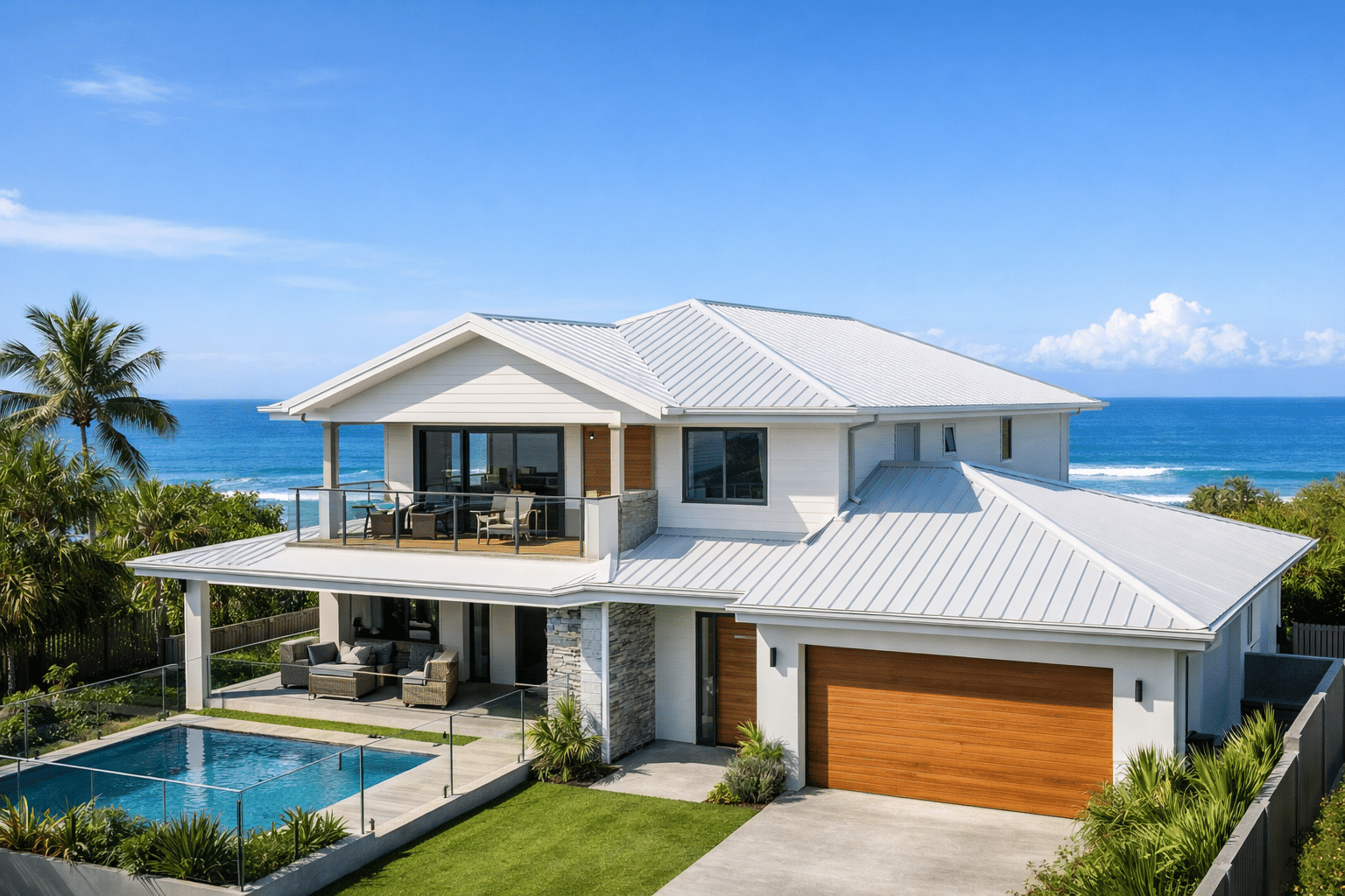 Brisbane home featuring a modern Colorbond metal roof designed for Queensland weather conditions